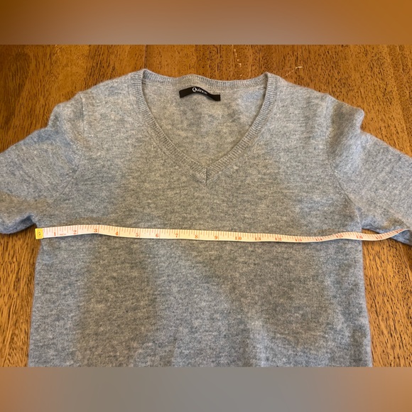 Quince Mongolian Cashmere V-neck Sweater - Green Blue - Size S - Picture 9 of 13